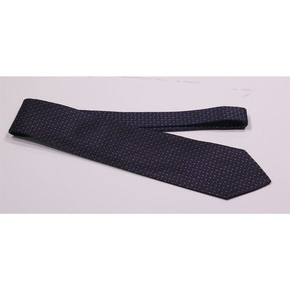 Paul Stuart Blue w/ Lime Green/Pink Geometric Jacquard Silk Handmade in Japan - Picture 2 of 6